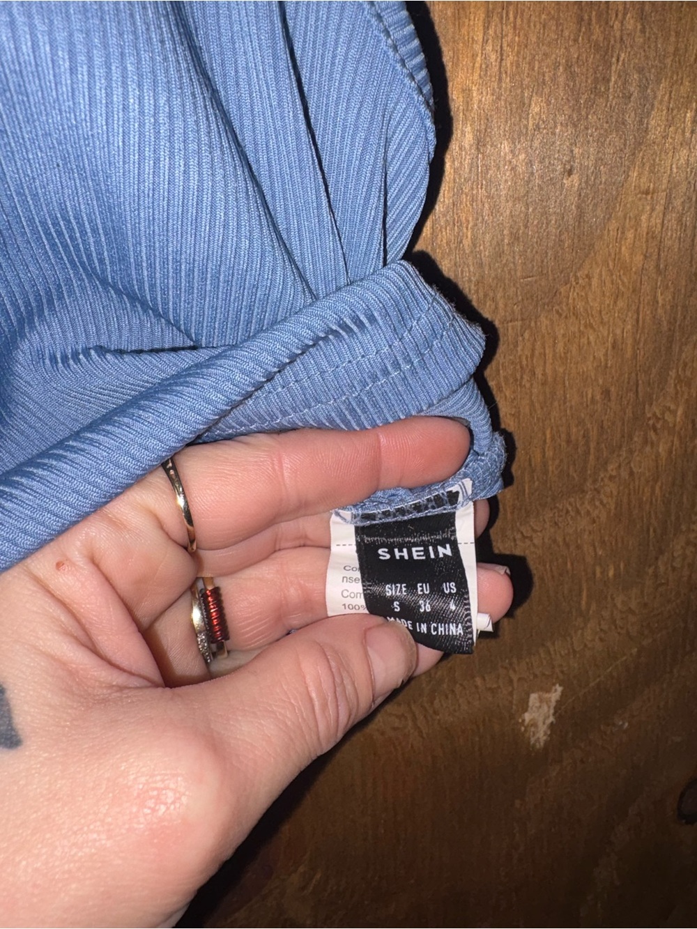 SHEIN Ribbed Racerback Crop Tank - Blue - Picture 2 of 3